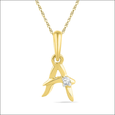 "18kt Gold Alphabet A Diamond Pendent -PF015227 - Click here to View more details about this Product